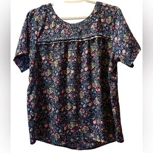 🌸 Japna Navy Floral Blouse – Size XL